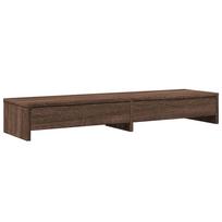 vidaXL Monitoriaus stovas su stalčiais, rudas, 100x27x15cm, mediena