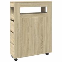 vidaXL Vonios kambario spintelė su ratukais, ąžuolo, apdirbta mediena