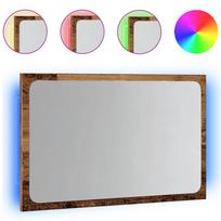 vidaXL Vonios veidrodis su LED apšvietimu, medienos, 60x8,5x38cm