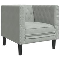 vidaXL Chesterfield krėslas, šviesiai pilkos spalvos, aksomas