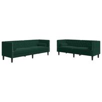 vidaXL Chesterfield sofų komplektas su pagalvėlėmis, 2 dalių, žalia