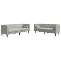 vidaXL Chesterfield sofų komplektas su pagalvėlėmis, 2 dalių, pilka