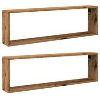 vidaXL Sieninės lentynos, 2vnt., medienos, 100x15x30cm, kubo formos