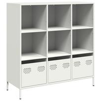 vidaXL Komoda, baltos spalvos, 101,5x39x103,5cm, plienas