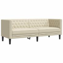 vidaXL Trivietė chesterfield sofa, kreminės spalvos, dirbtinė oda