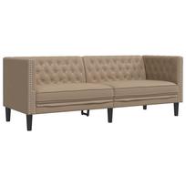 vidaXL Trivietė chesterfield sofa, kapučino spalvos, dirbtinė oda