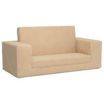 vidaXL Vaikiška dvivietė sofa-lova, kreminės spalvos, minkštas pliušas