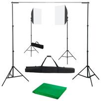 vidaXL Fotostudijos komplektas su šviesdėžėmis ir fonu