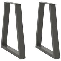 vidaXL Valgomojo stalo kojos, V formos, 2 vnt., antracito spalvos, 50x(72-73,3) cm, plienas