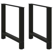 vidaXL Valgomojo stalo kojos, juodos, 2 vnt., 80x(72-73) cm, plienas