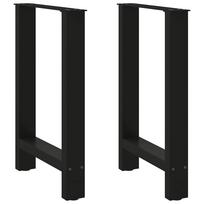 vidaXL Valgomojo stalo kojos, juodos, 2 vnt., 60x(72-73) cm, plienas
