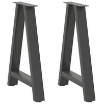 vidaXL Valgomojo stalo kojos, 2 vnt., antracito spalvos, 50x(72-73) cm, plienas, A formos