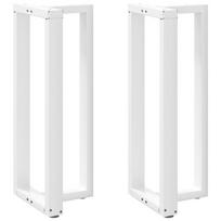 vidaXL Baro stalo kojos, T formos, 2 vnt., baltos, 50x35x(100-101) cm, plienas