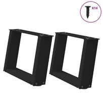 vidaXL Kavos staliuko kojelės, 2 vnt., juodos, 40x(30-31) cm, plienas, U formos