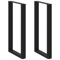 vidaXL Baro stalo kojos, U formos, 2 vnt., juodos, 60x(100-101) cm, plienas