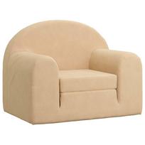 vidaXL Vaikiška sofa-lova, kreminės spalvos, minkštas pliušas