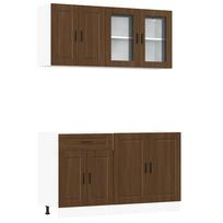 vidaXL Virtuvinių spintelių komplektas, 4 dalių, Porto, ruda
