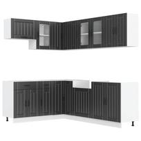vidaXL Virtuvinių spintelių komplektas, 11 dalių, Lucca, juoda