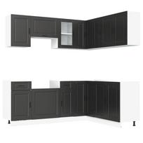 vidaXL Virtuvinių spintelių komplektas, 11 dalių, Porto, juoda