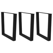 vidaXL Valgomojo stalo kojos, 3 vnt., juodos, 80x(72-73,3) cm, plienas, V formos