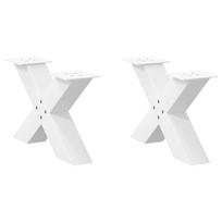 vidaXL Kavos staliuko kojelės, 2 vnt., baltos, 60x(30-31) cm, plienas, X formos