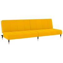 vidaXL Dvivietė sofa-lova, geltonos spalvos, aksomas