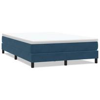 vidaXL Box Spring Lova be čiužinio Tamsiai mėlyna 140x220 cm aksomas