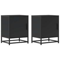 vidaXL Spintelės prie lovos 2 vnt Juodos 40x31x50cm Mediena ir metalas