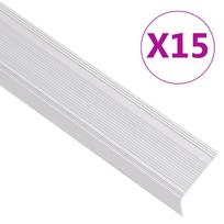 vidaXL Profiliai laiptams, 15vnt., sidabro, 100cm, aliuminis, L formos