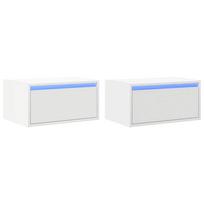 vidaXL Sieninės naktinės spintelės su LED, 2vnt., baltos