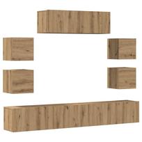 vidaXL 7 dalių sieninis televizoriaus spintelės komplektas Artisan Oak
