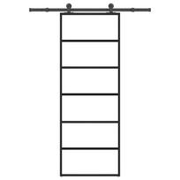 vidaXL Stumdomos durys su įrangos rinkiniu, 76x205cm, ESG ir aliuminis