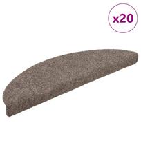 vidaXL Laiptų kilimėliai, lipnūs, 20 vnt., 56x17x3 cm, smėlio spalvos, pusapvaliai