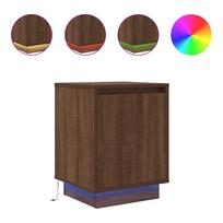 vidaXL Spintelė prie lovos su LED lemputėmis Rudas ąžuolas 38x34x50 cm