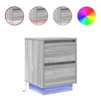 vidaXL Spintelės prie lovos su LED lemputėmis 2 vnt Pilka Sonoma