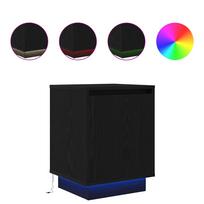 vidaXL Spintelės prie lovos su LED lemputėmis 2 vnt Juodos 38x34x50 cm
