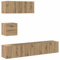 vidaXL 4 dalių sieninis televizoriaus spintelės komplektas Artisan Oak