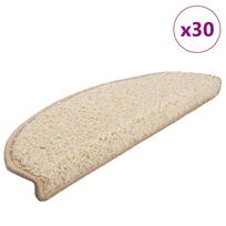 vidaXL Laiptų kilimėliai, 30 vnt., 65x21x4 cm, kreminės spalvos, pusapvaliai, dideli