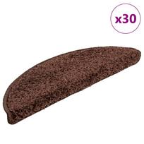 vidaXL Laiptų kilimėliai, 30 vnt., 56x17x3 cm, rudi, pusapvaliai