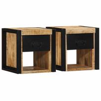 vidaXL lovos spintelės 2 vnt 40x35x40cm masyvo neapdoroto medžio mango