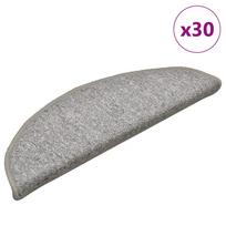 vidaXL Laiptų kilimėliai, 30 vnt., 56x17x3 cm, šviesiai pilki, pusapvaliai