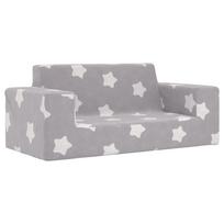 vidaXL Dvivietė vaikiška sofa, šviesiai pilka, pliušas, su žvaigždėmis