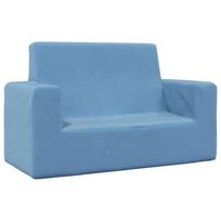 vidaXL Dvivietė vaikiška sofa, mėlynos spalvos, minkštas pliušas