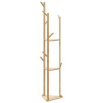 vidaXL palto stovas su kabliukais ir lentynomis 39x33x166 cm bambukas