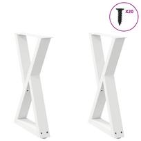 vidaXL Valgomojo stalo kojos, 2 vnt., baltos, 60x(72-73,3) cm, plienas
