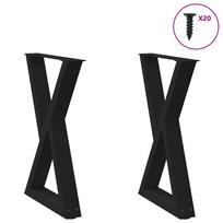 vidaXL Valgomojo stalo kojos, 2 vnt., juodos, 50x(72-73,3) cm, plienas
