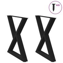 vidaXL Valgomojo stalo kojos, 2 vnt., juodos, 80x(72-73,3) cm, plienas
