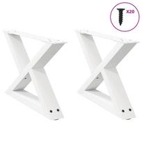 vidaXL Kavos staliuko kojelės, 2 vnt., baltos, 50x(30-31,3) cm, plienas
