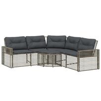 vidaXL sodo sofa su pagalvėlėmis ir kėdute, L formos pilkos spalvos