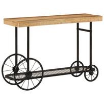 vidaXL konsolinis stalas 112x36x76 cm medžio masyvo mango ir geležies
